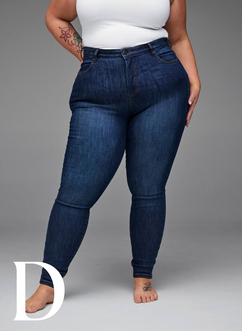 Super smalle jeans met hoge taille, Dark Blue, Model