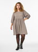 Korte jurk met textuur en 3/4 mouwen, Beige, Model image number 1