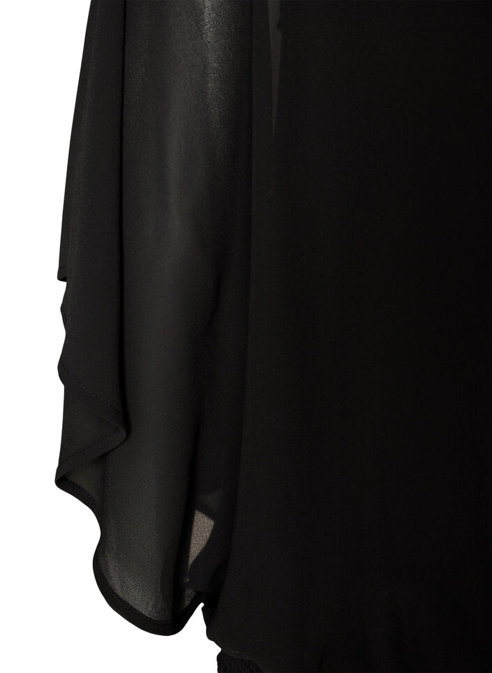Chiffon blouse met balloneffect, Zwart, Packshot image number 3