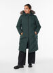 Lange winterjas met haaksluitingen en een nep bontkraag, Groen, Model image number 1