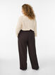 High-waisted broek met riemdetail en gouden gesp, Bruin, Model image number 1
