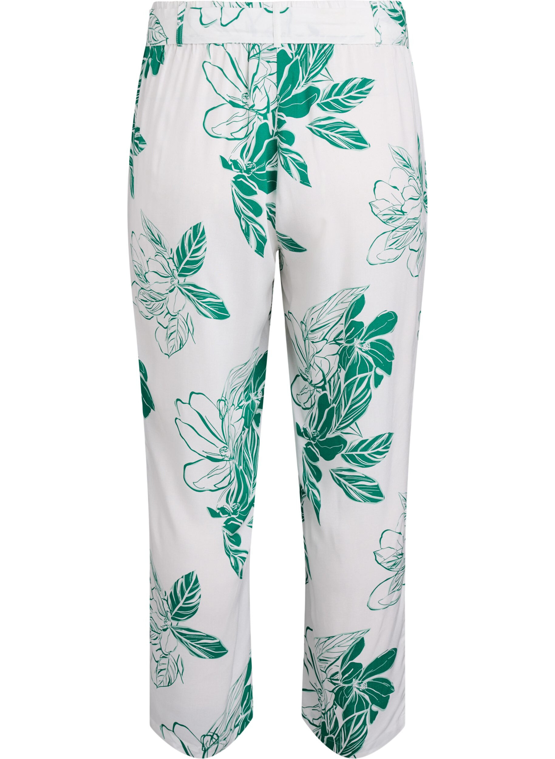 ZizziViscose broek met hoge taille, Groen, Packshot image number 1