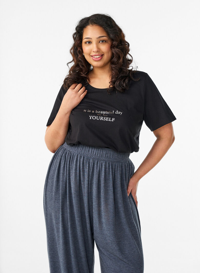 T-shirt imprim&eacute;, Noir, Model image number 0