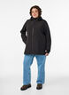 Korte softshell jas met afneembare capuchon, Zwart, Model image number 1
