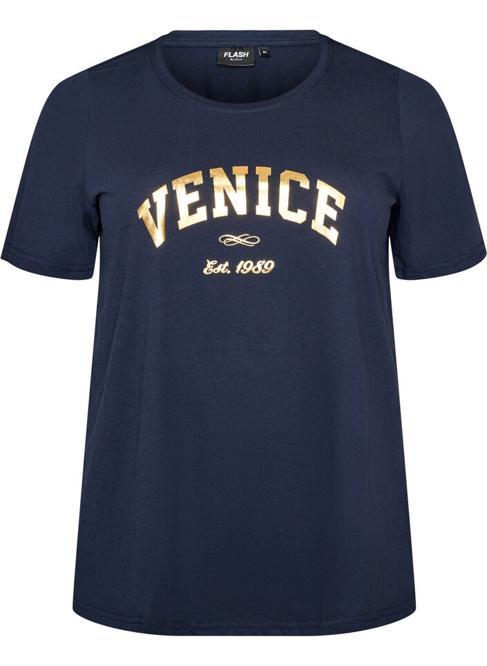 T-shirt met motief, Blauw, Packshot image number 0