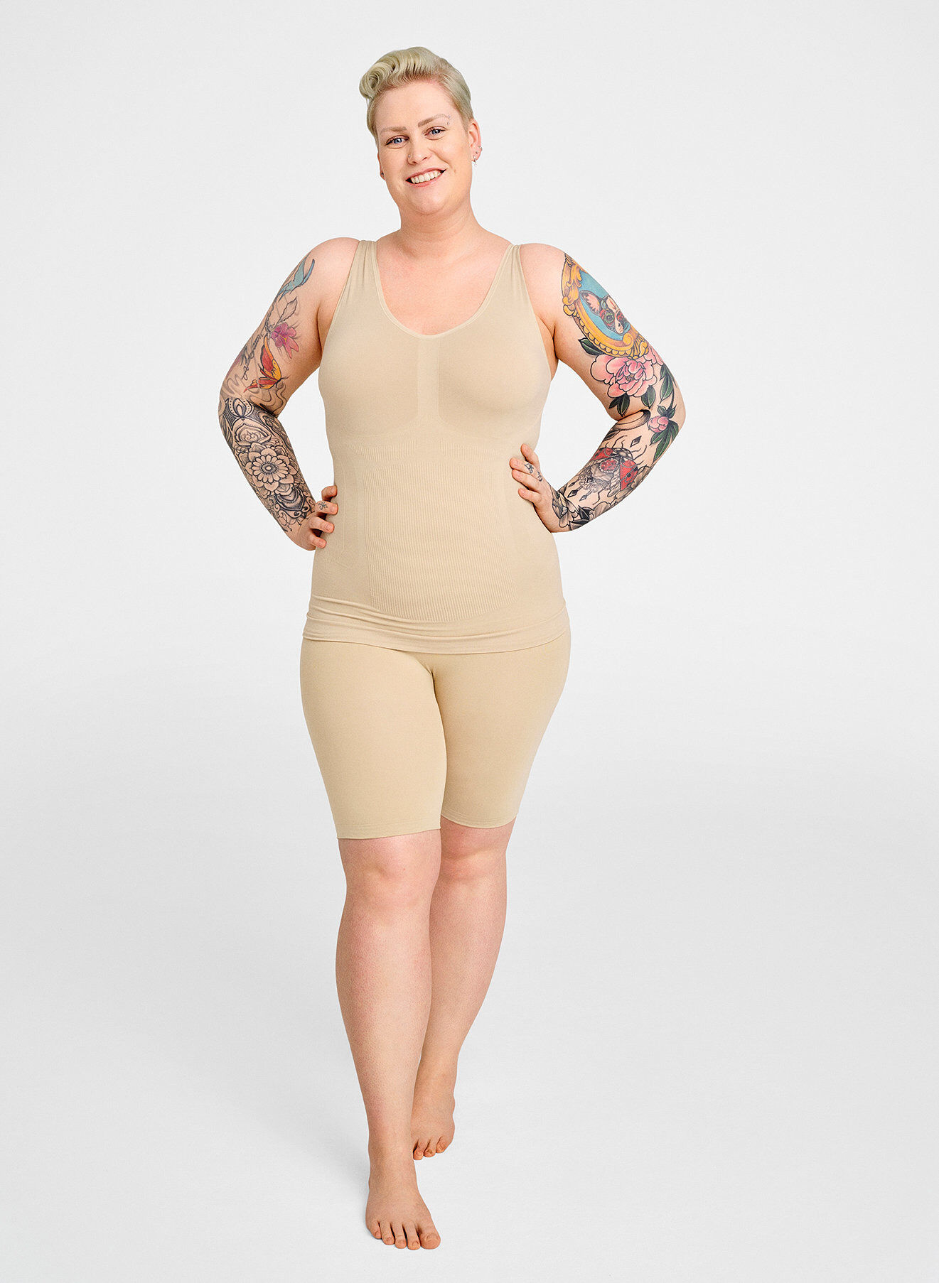 ZizziShapewear shorts met hoge taille, Beige, Image image number 0