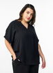 Luchtige blouse met korte mouwen, Zwart, Model image number 0