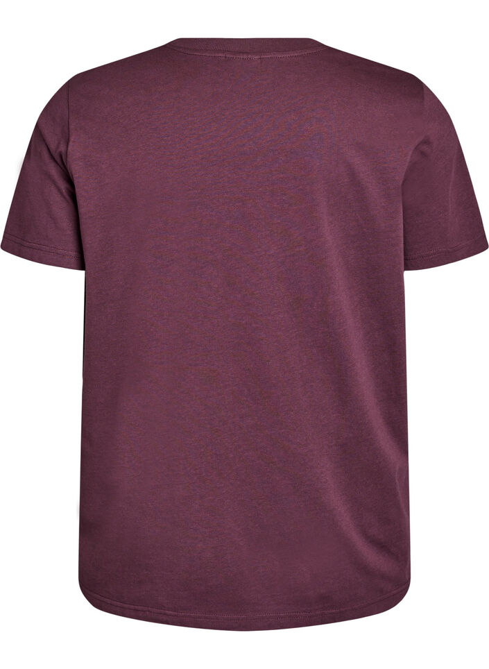 Basic katoenen T-shirt met ronde hals, Donker Bordeaux, Packshot image number 1
