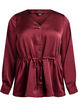 Feestblouse in satijnlook met knoopjes en verstelbare taille, Donker Bordeaux, Packshot image number 0