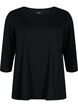 Basic katoenen t-shirt met 3/4 mouwen, Zwart, Packshot image number 0