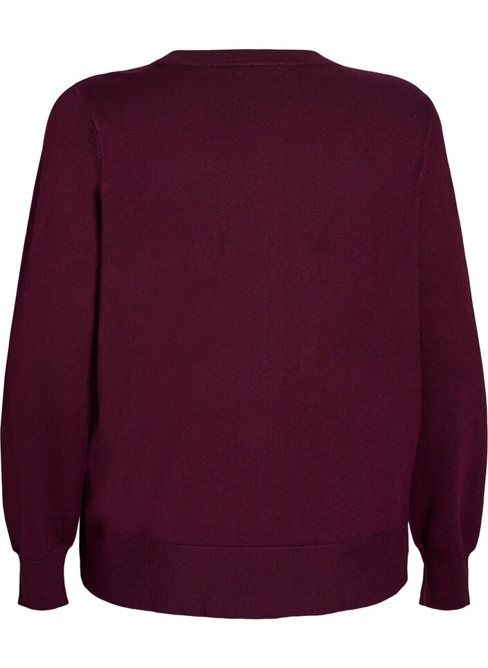 Gebreid vest met ronde hals en knopen, Rood, Packshot image number 1