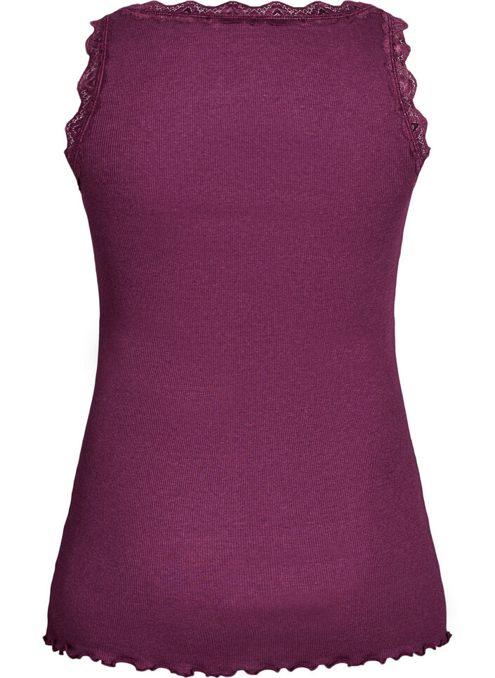 Top met kanten rand, Donker Bordeaux, Packshot image number 1