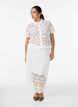 Kanten midirok met een elastische tailleband, Wit, Model image number 1