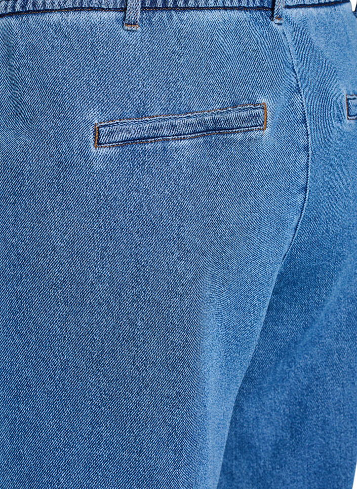 Losse pasvorm jeans met een elastische tailleband en een trekkoord, Blue Denim, Packshot