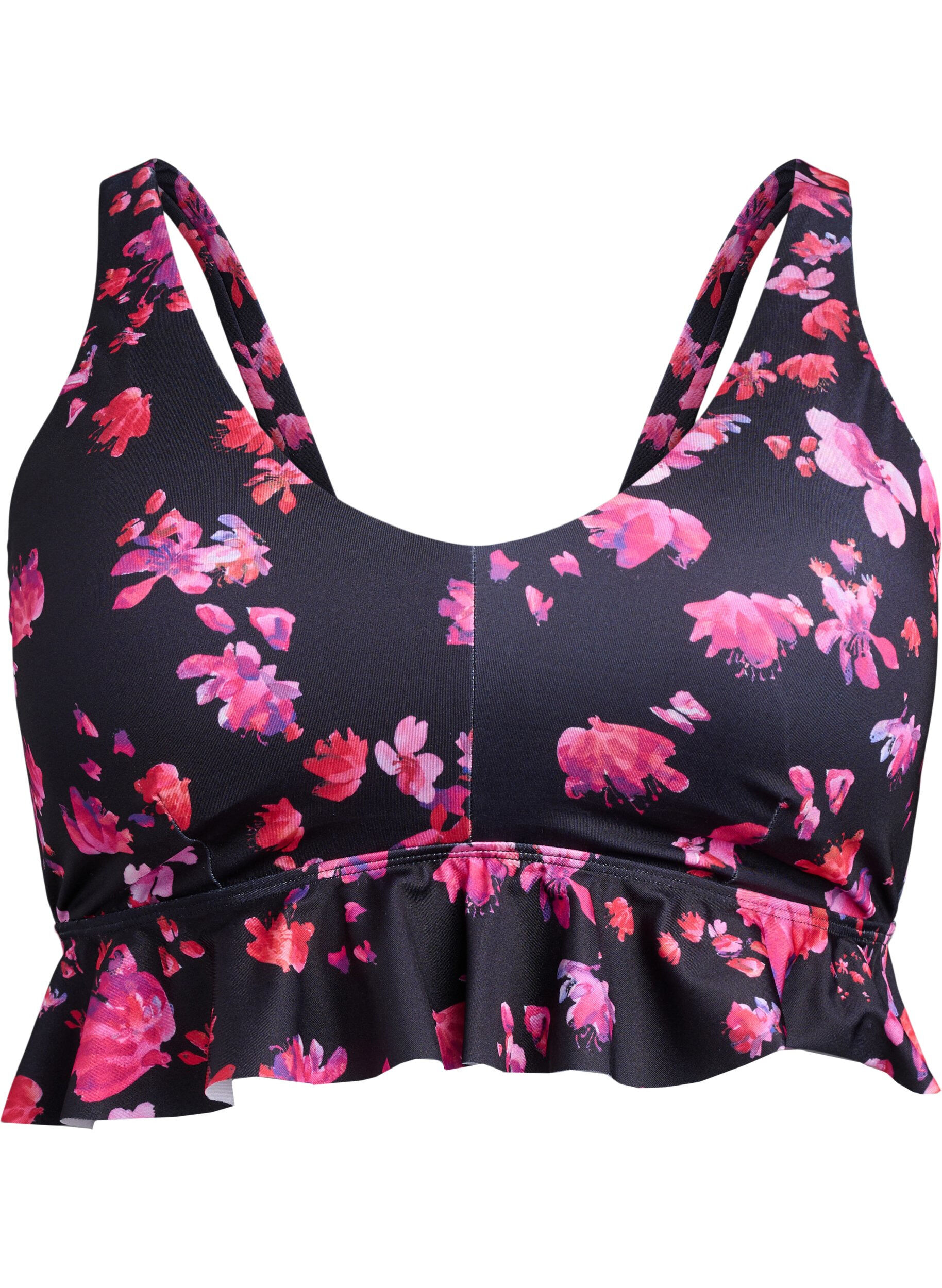 Bloemen bikini top met een ruche afwerking