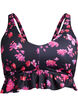 Bloemen bikini top met een ruche afwerking, Roze, Packshot image number 0