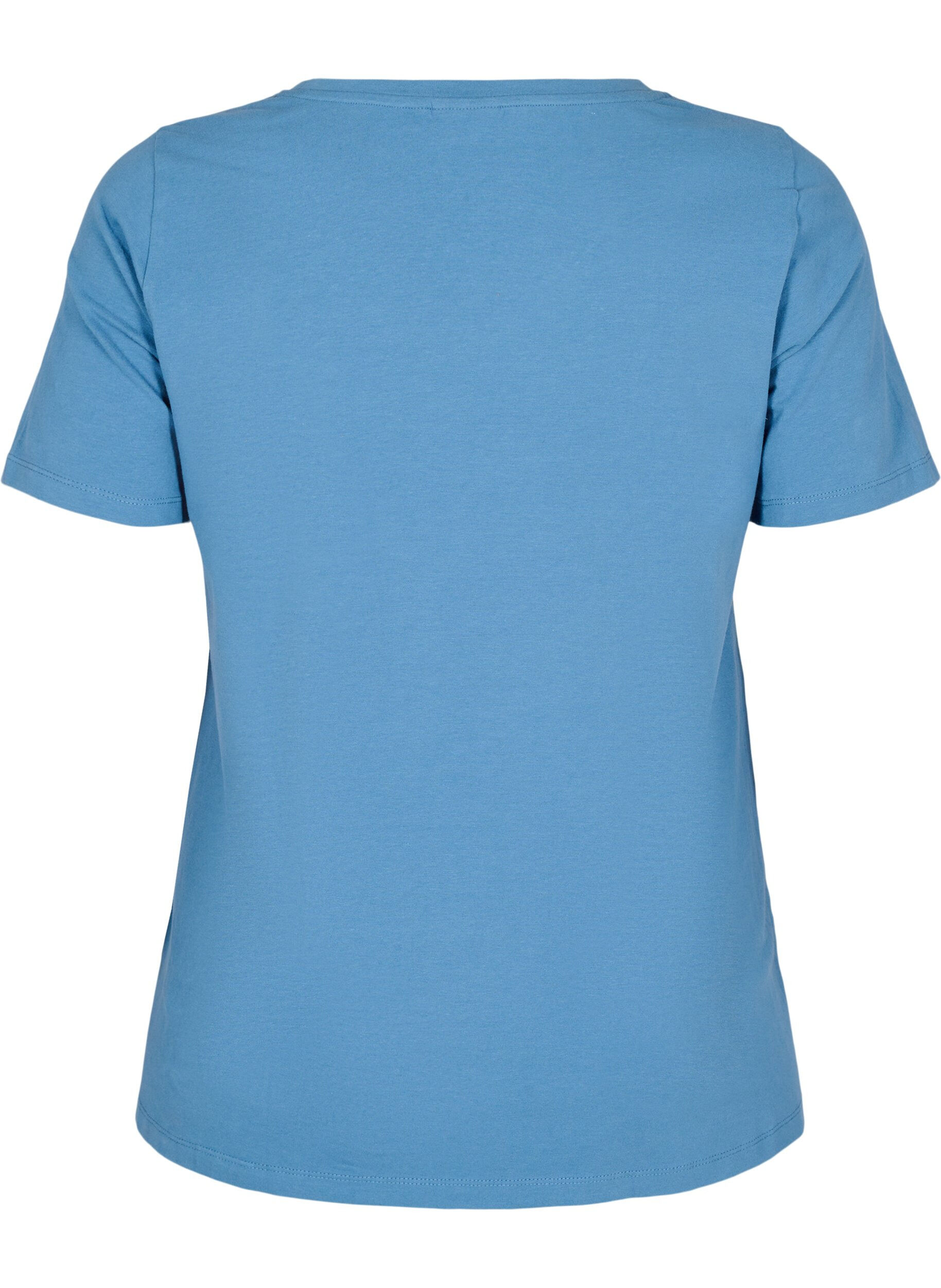 ZizziEffen basic T-shirt van katoen, Blauw, Packshot image number 1
