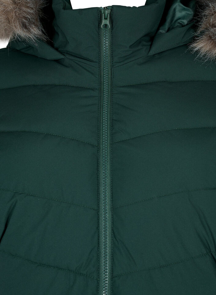 Kort pufferjack met capuchon, Groen, Packshot image number 2