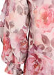 Blouse met bloemenprint, V-hals en ruches mouwen, Roze, Packshot image number 3