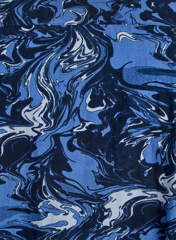 Korte katoenen jurk met een elastische zoom en lange mouwen, Blauw, Packshot image number 2