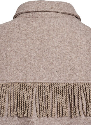 ZizziKorte shirtjas met franjes, Moon Rock Mel., Packshot image number 3