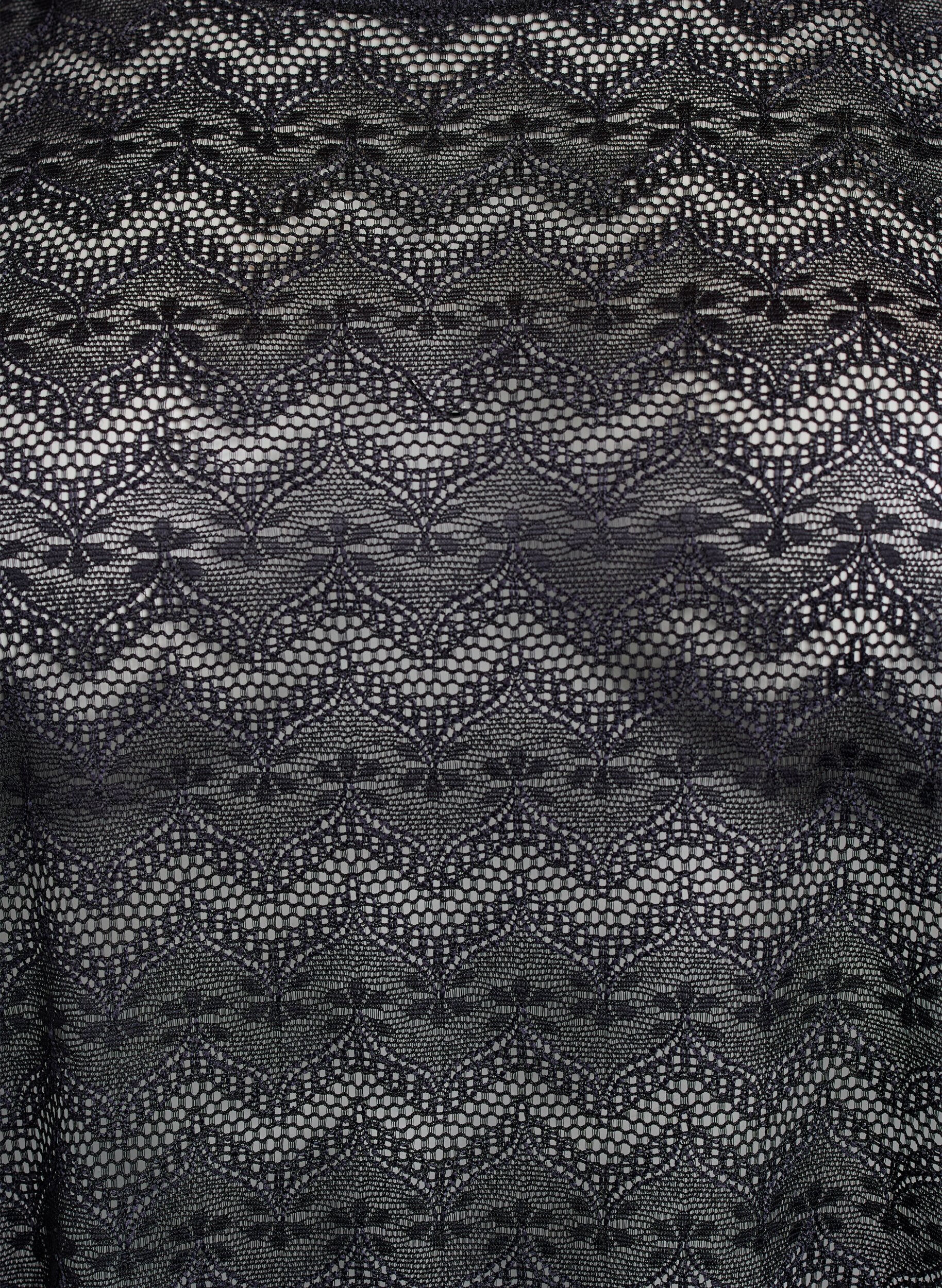 ZizziKantblouse met korte mouwen en gegolfde zoom, Zwart, Packshot image number 2