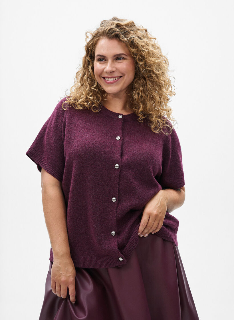 Gebreide kleding vest met korte mouwen, Fig Mel., Model