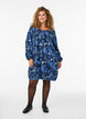 Korte katoenen jurk met een elastische zoom en lange mouwen, Blauw, Model image number 1