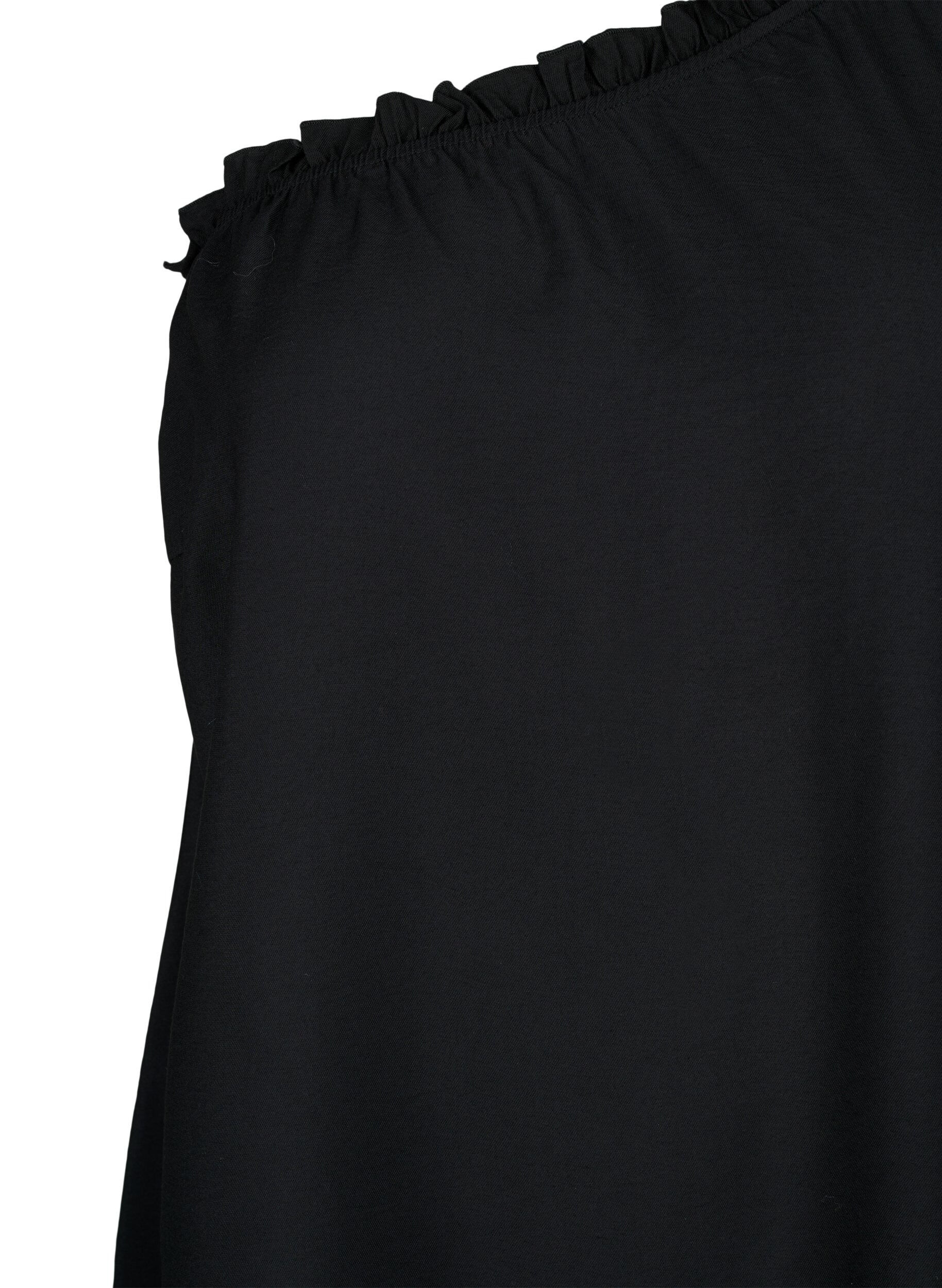 ZizziOne-shoulder jurk van viscose, Zwart, Packshot image number 2