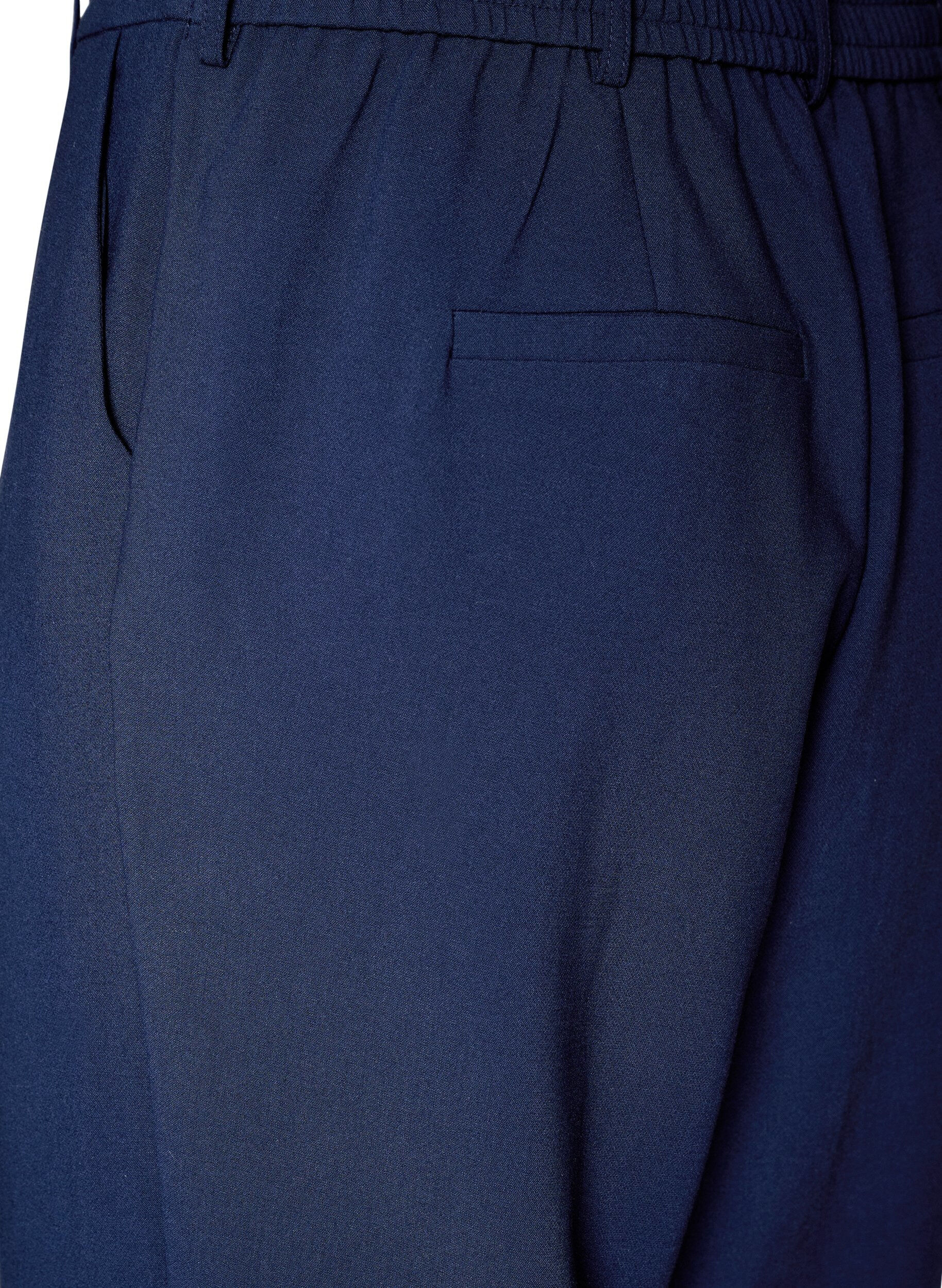 Zizzi Pantalon de tailleur taille haute et coupe droite, Bleu, Packshot image number 3