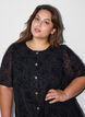 Korte jurk met rozenprint en knopen, Zwart, Model image number 3