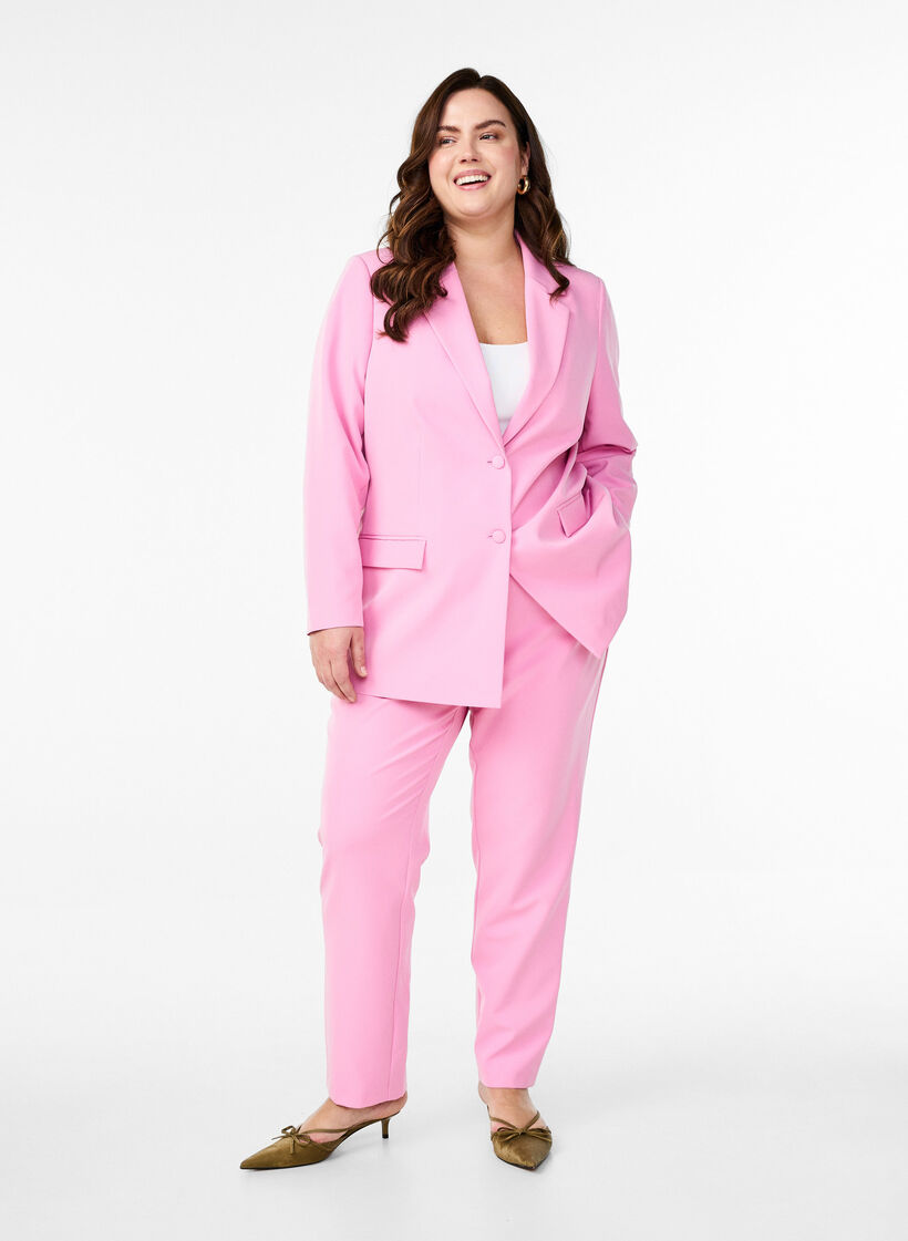 Broek met zakken en rechte pijpen, Begonia Pink, Model
