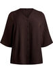 Shirtblouse met V-hals en 3/4 mouwen, Bruin, Packshot image number 0