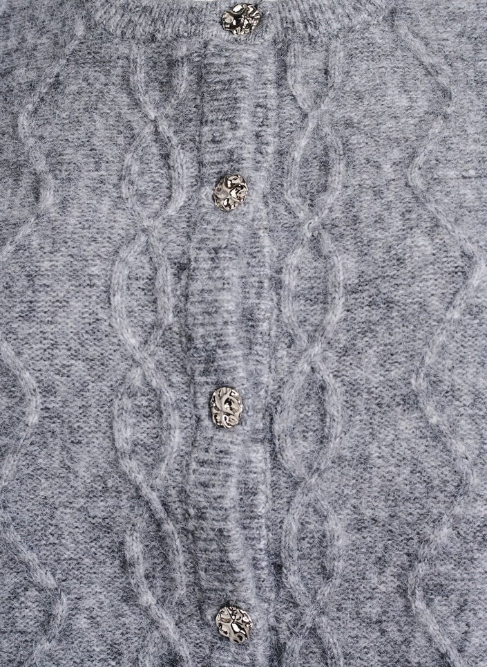 Gebreid vest met patroon en decoratieve knopen, Medium Grey Melange, Packshot