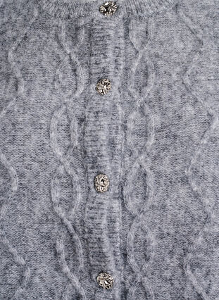ZizziGebreid vest met patroon en decoratieve knopen, Medium Grey Melange, Packshot image number 2