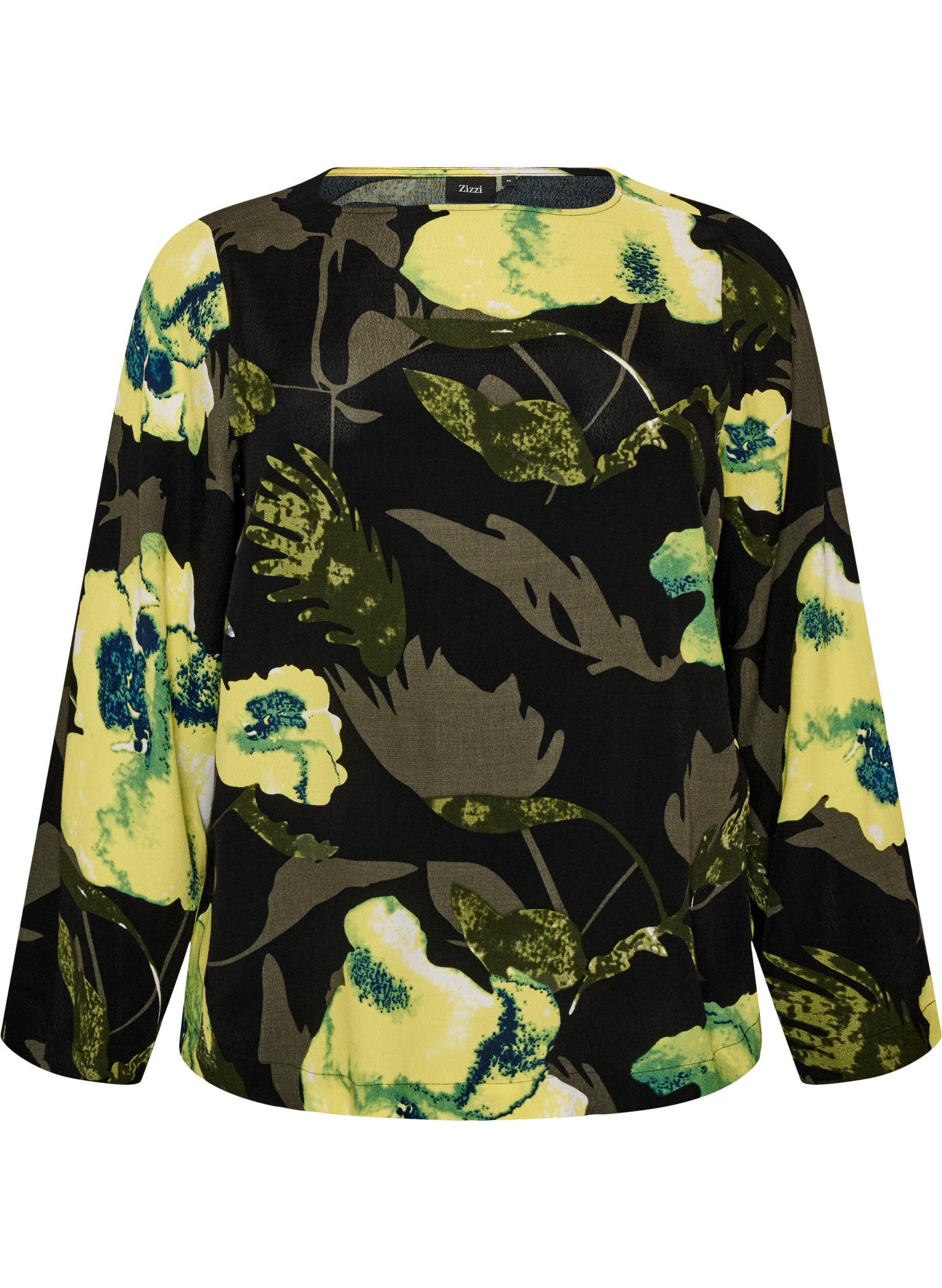 Blouse met bloemenprint, boothals en wijde mouwen