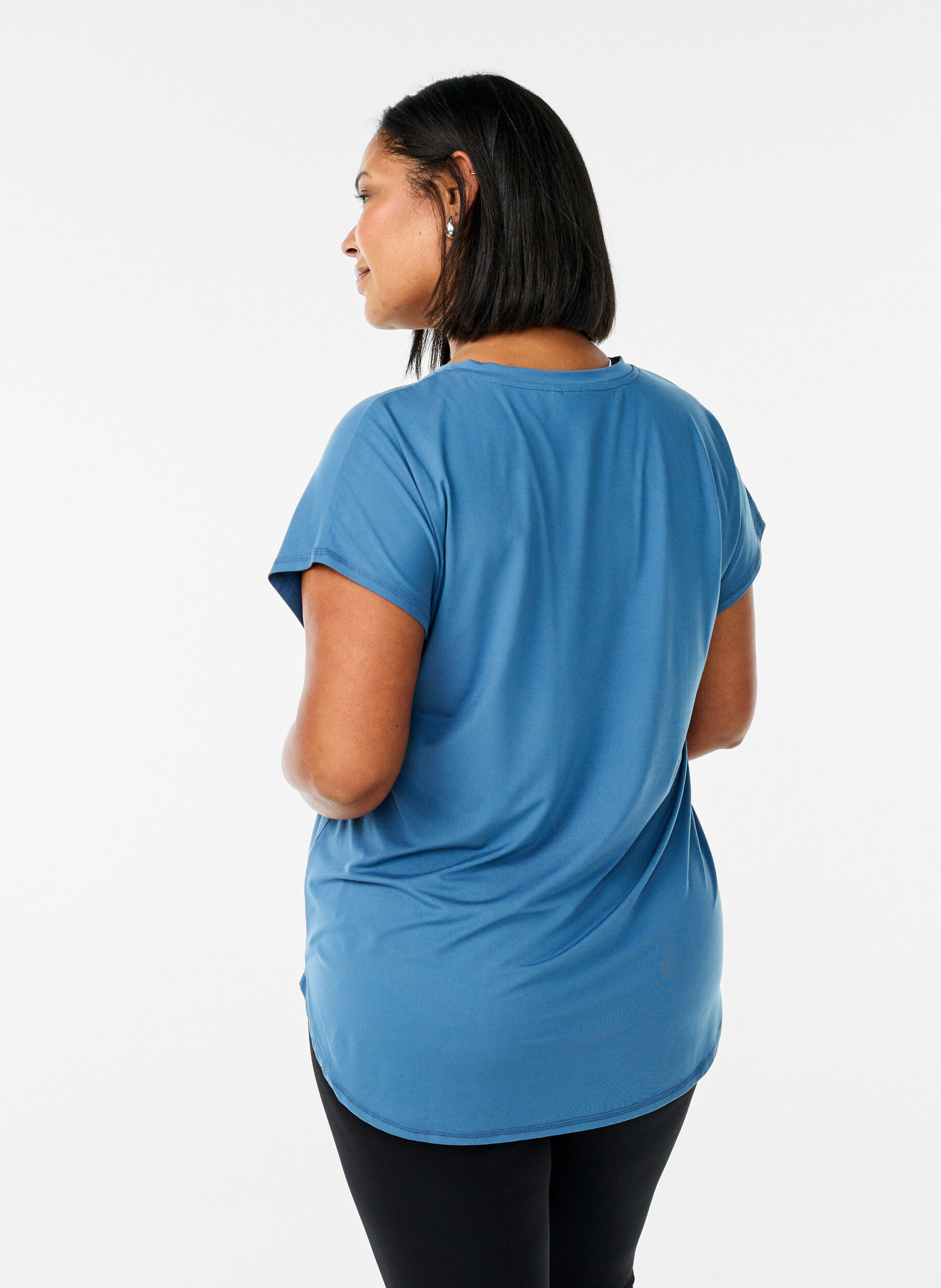 ZizziT-shirt met korte mouwen voor workouts en V-hals, Blauw, Model image number 2