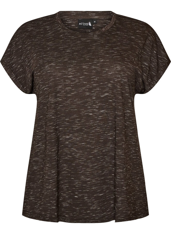 Los workout T-shirt met korte mouwen, Bruin, Packshot image number 0