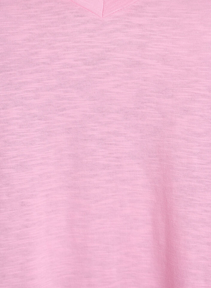 Basic t-shirt met korte mouwen en V-hals, Begonia Pink, Packshot