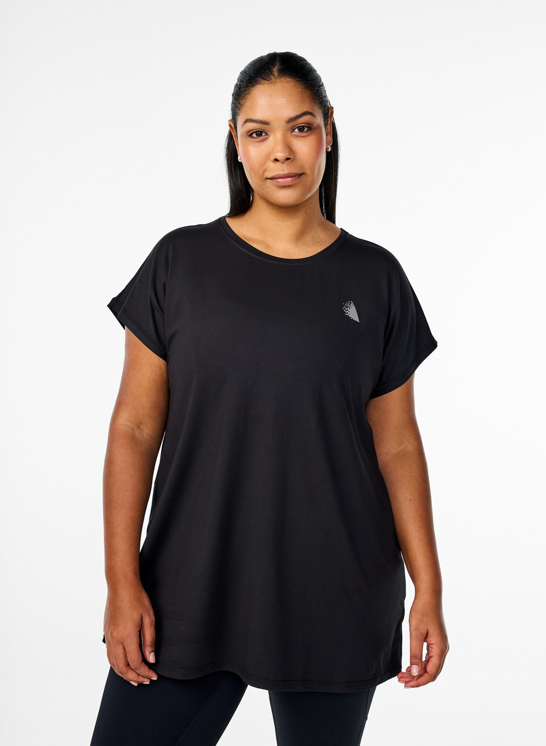 Lang workout T-shirt, Zwart, Model