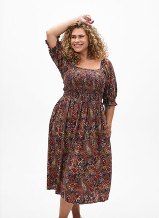 ZizziZomerjurk in viscose met paisley print, Naval A. Paisley AOP, Model image number 0