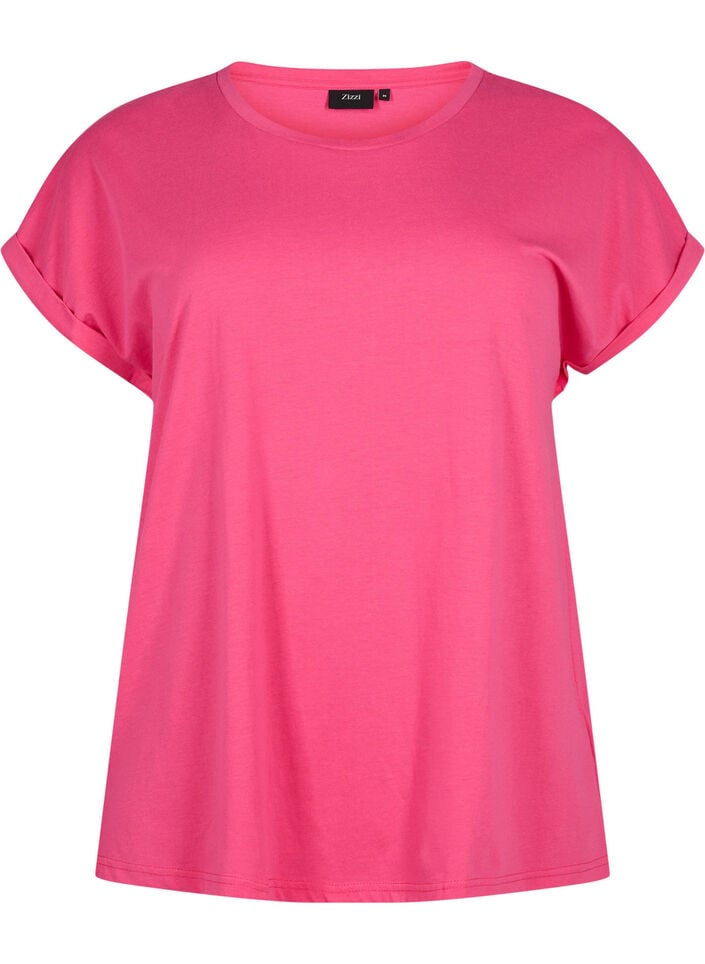 T-shirt met korte mouwen van katoenmix, Roze, Packshot image number 0