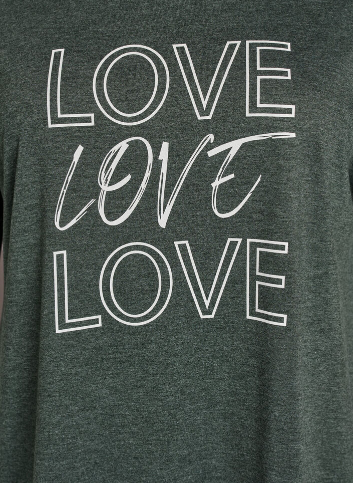 Nachtjapon met korte mouwen en tekstopdruk, Groen, Packshot image number 2