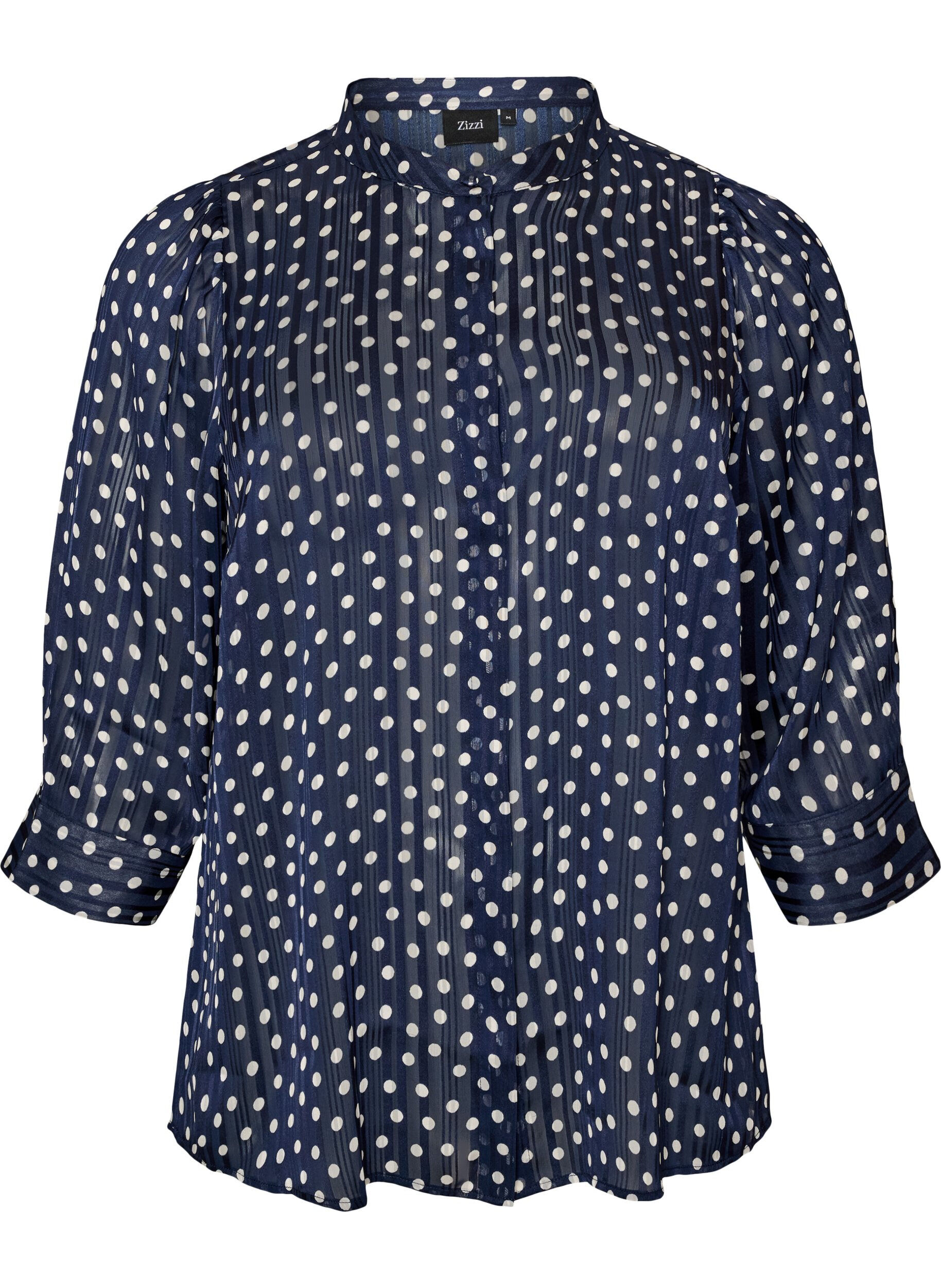 Blouse met patroon, opstaande kraag en 3/4-mouwen