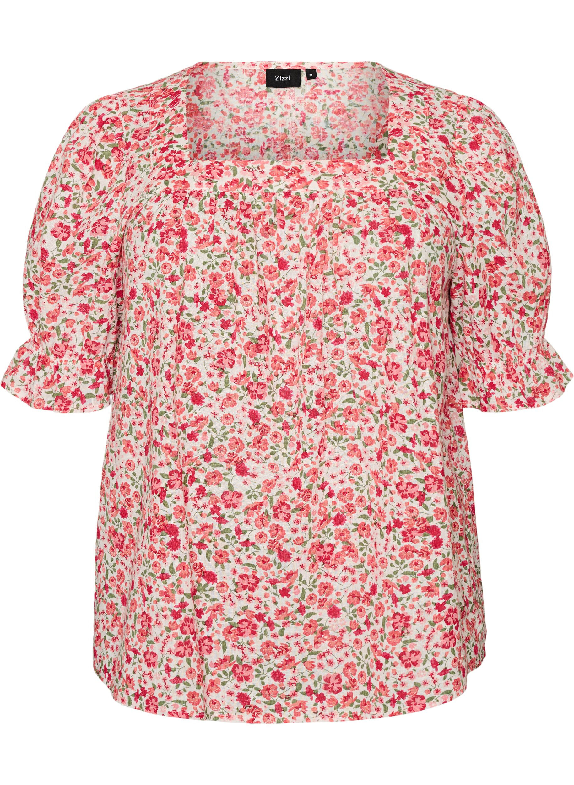 Katoenen blouse met vierkante halslijn