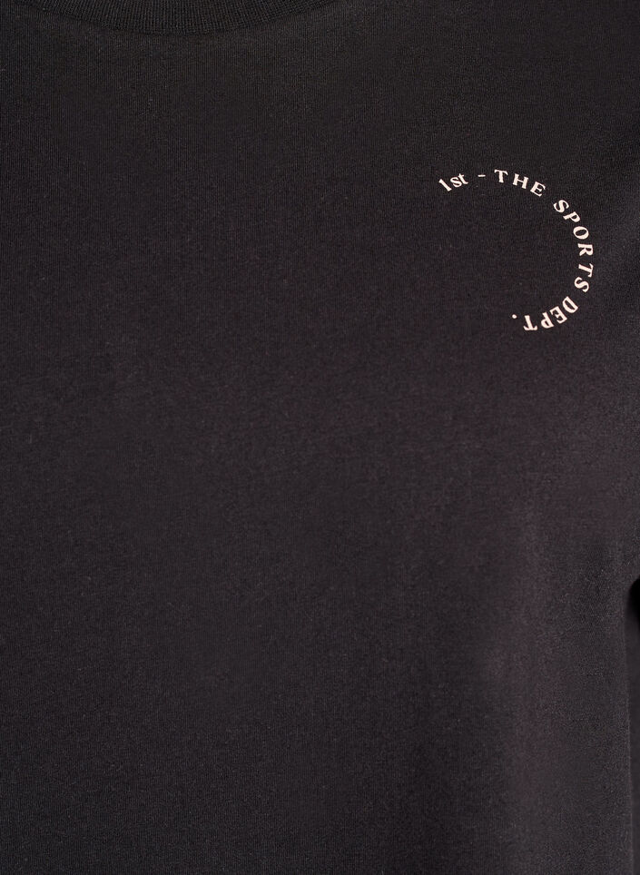 Sportief T-shirt in biologisch katoen, Zwart, Packshot image number 2