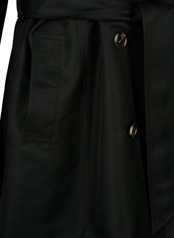 Korte trenchcoat met riem, Zwart, Packshot image number 3