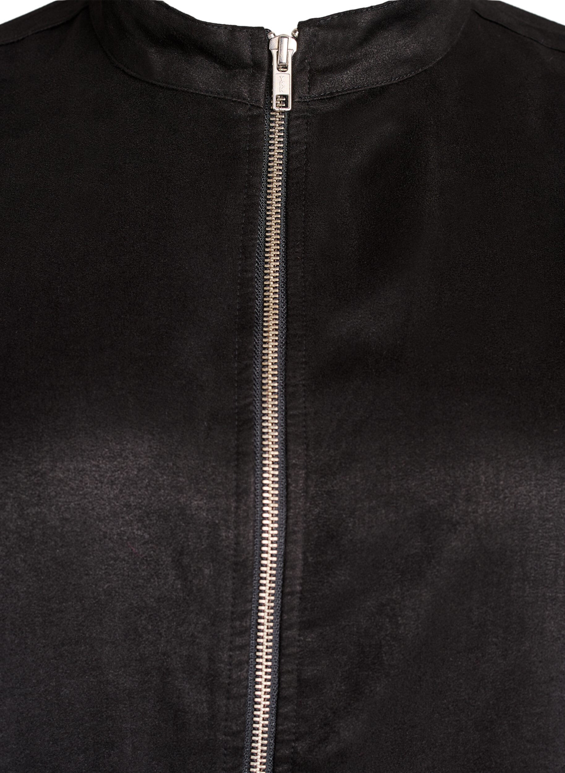 ZizziLang overhemd van imitatie-su&egrave;de met rits, Zwart, Packshot image number 2