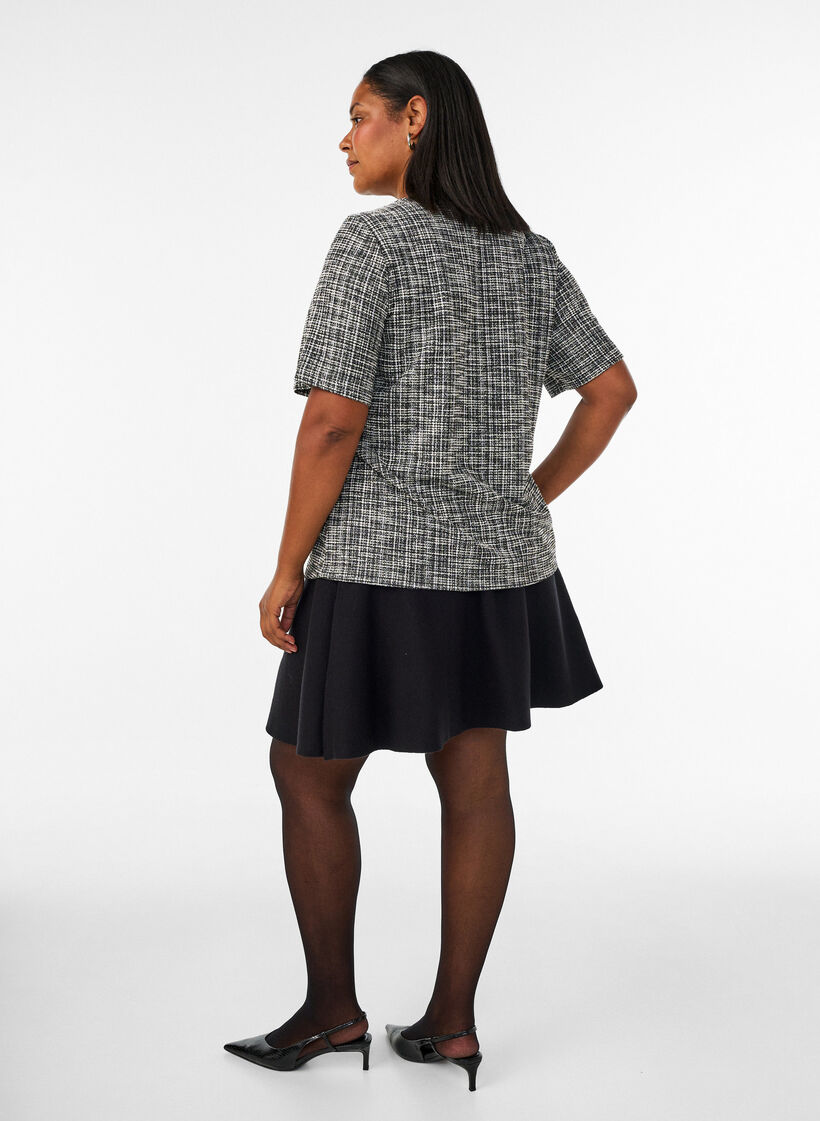Geweven blouse met knoopdetail, Vanille, Model image number 2