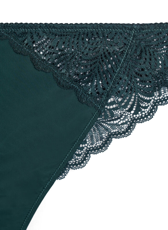 Microfiber string met kanten details, Groen, Packshot image number 2